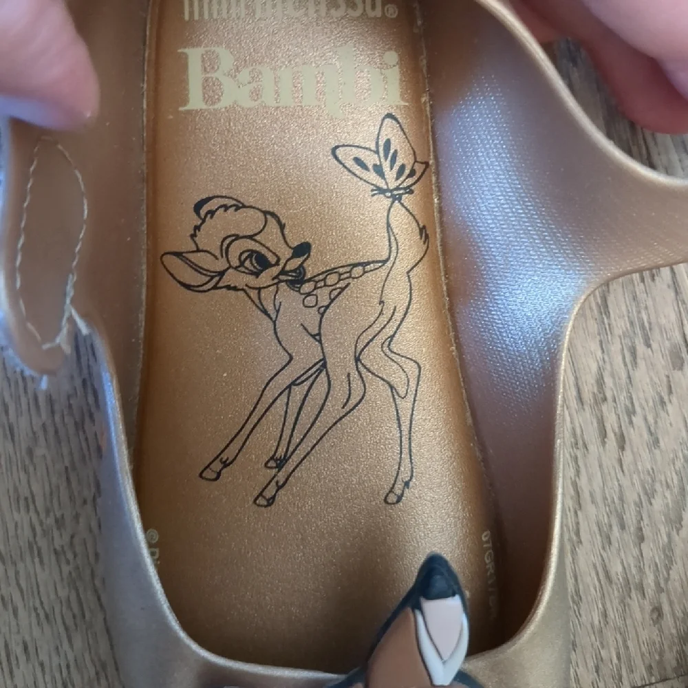 Mini Melissa Girls Gold Bambi Mary Jane Jelly Shoes